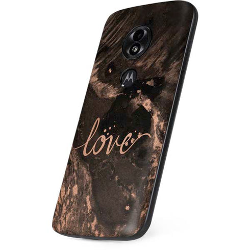 Love Rose Gold Black Moto E5 Play Skin